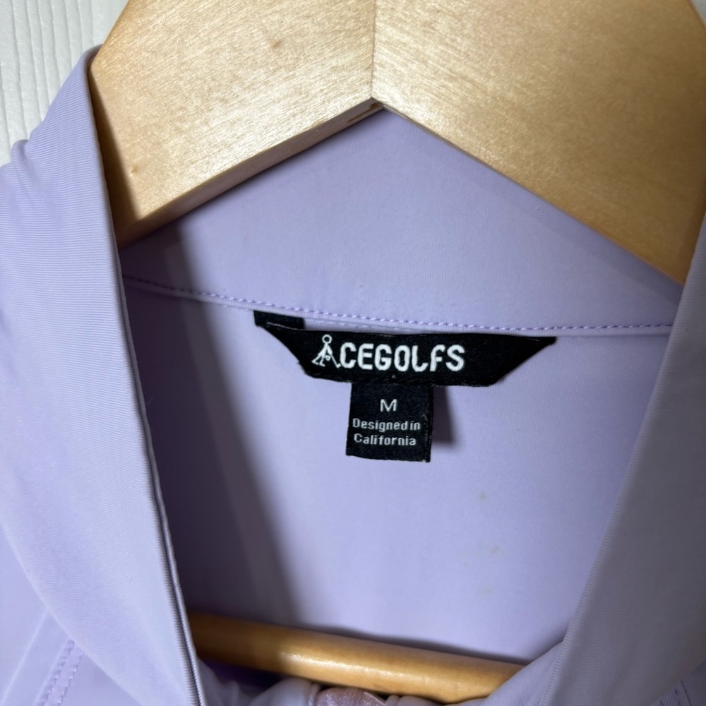 Cegolfs Golf Top Shirt Women Medium Long Sleeve Lilac Quarter Zip Pickleball NEW - Picture 3 of 7